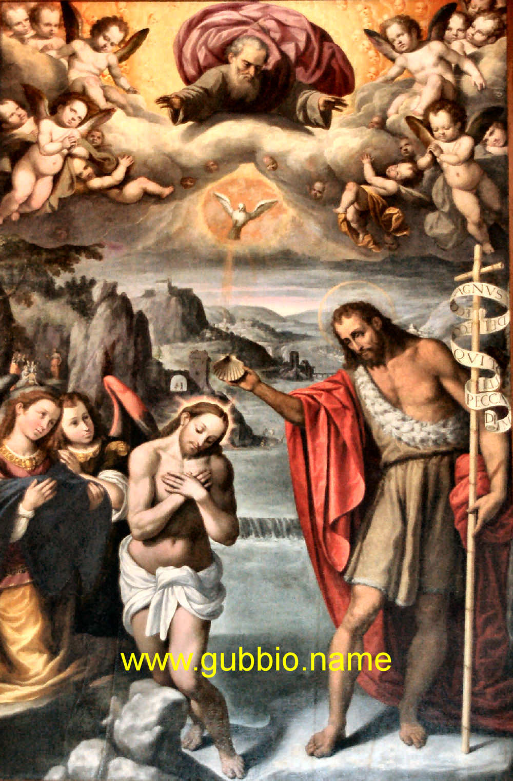 Il Battesimo di Ges&ugrave; nel fiume Giordano (1599) di Felice Damiani